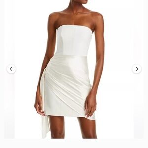 cinq a sept Strapless Ivory Satin Mini Dress